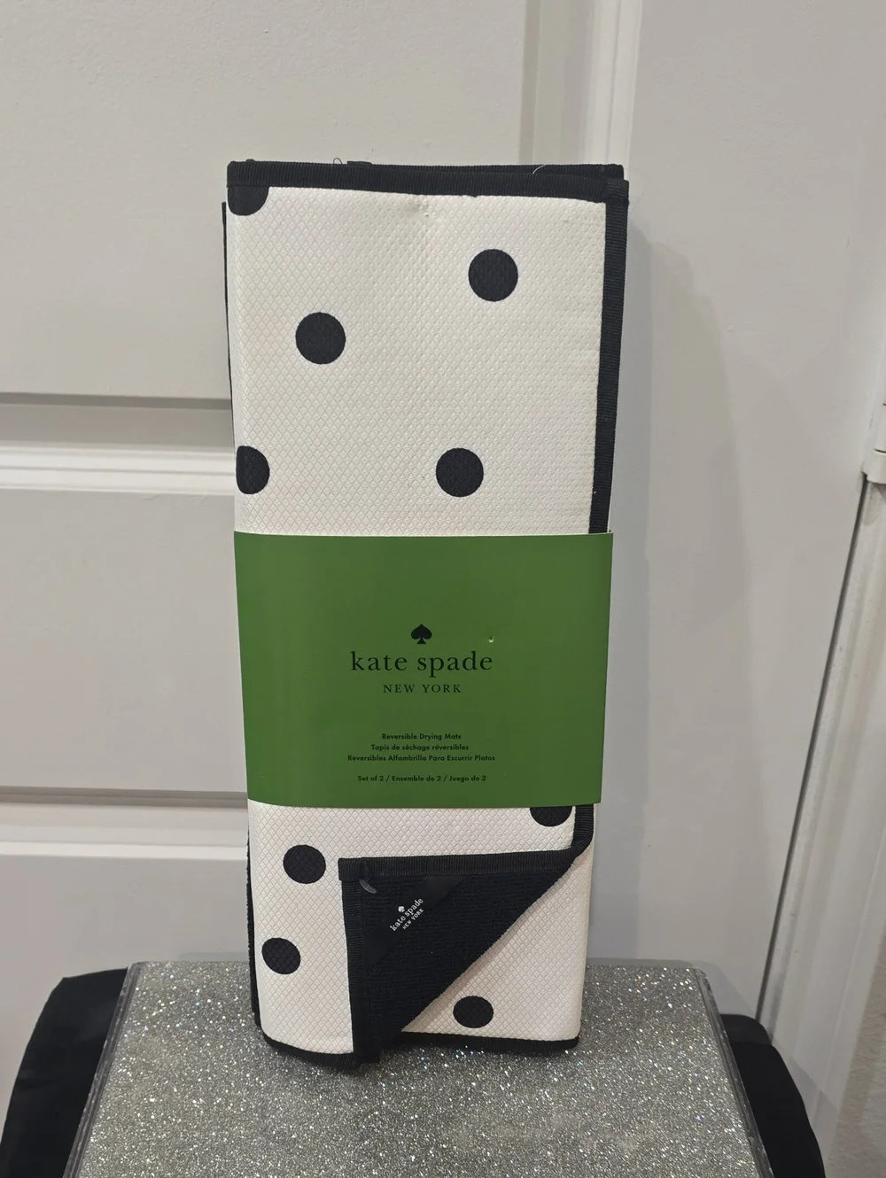Kate Spade New York Set Of 2 Polka Dot Reversible Drying Mats